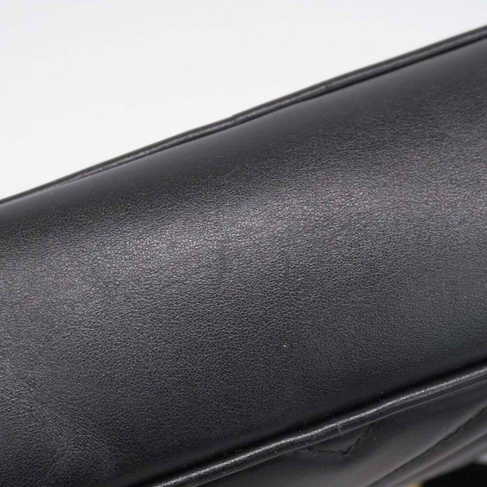 GUCCI Black Leather GG Marmont Shoulder Bag - Picture 9 of 13
